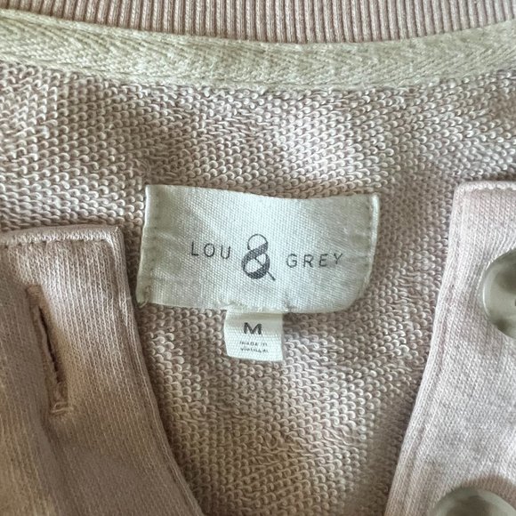 Lou & Grey Matching Lounge Quarter Button-Up and Sweatpant Set, Soft Pink, Med. - Picture 4 of 8